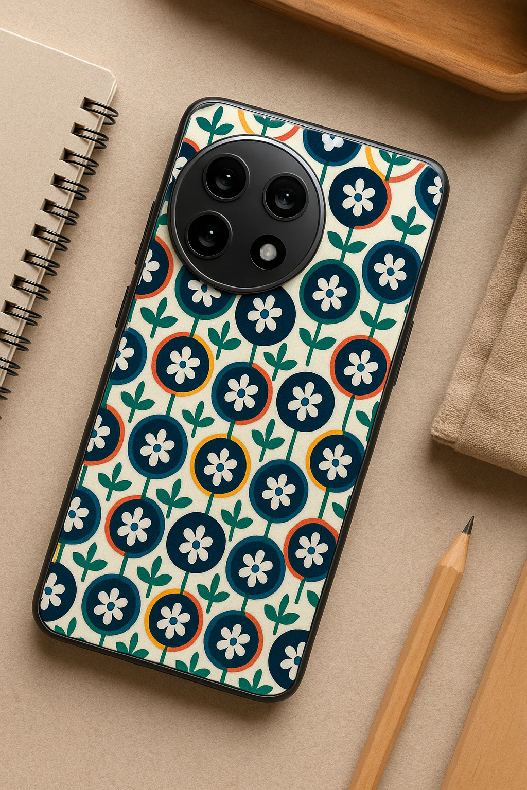 Daisy In Circles Premium Glass Back Cover For One Plus 13, 12, 11, 10, Nord Series - Image 7
