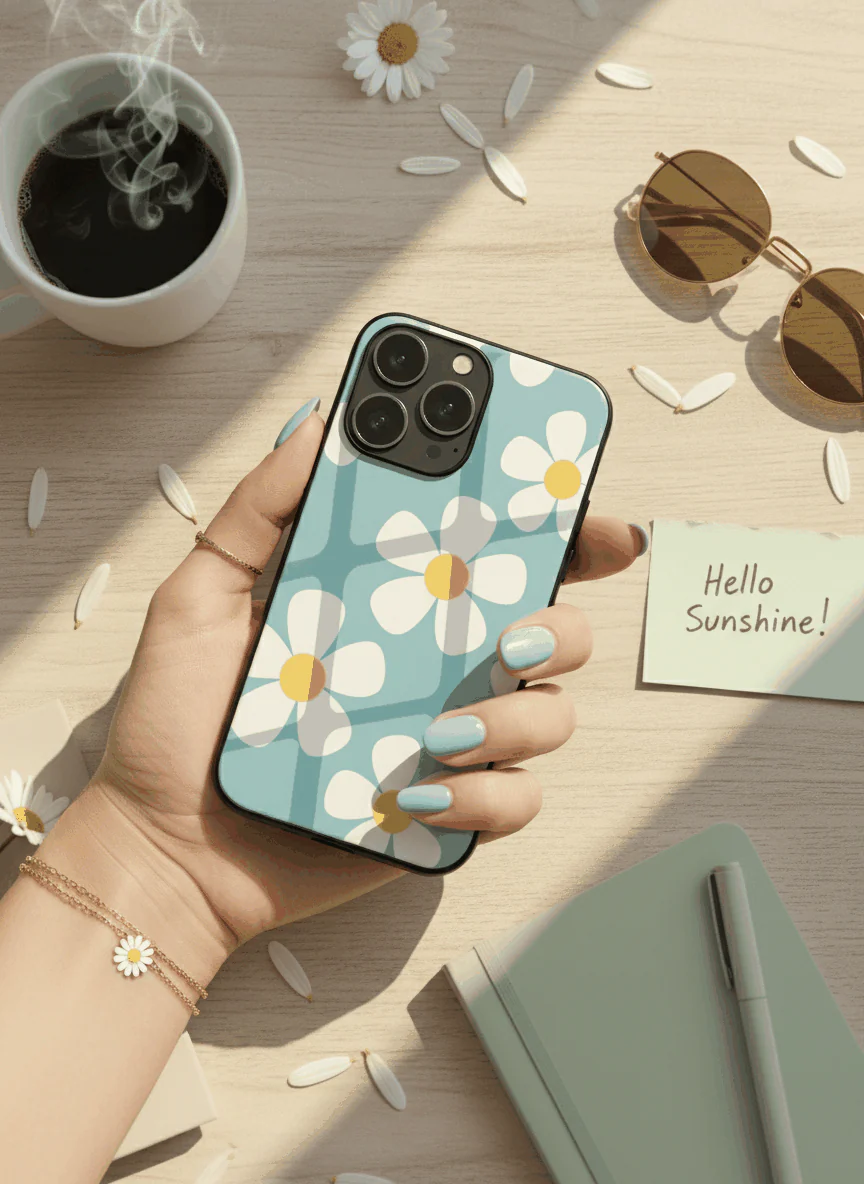 Daisy in Sea Premium Glass Back Cover For iPhone 11-17 Models - Image 11
