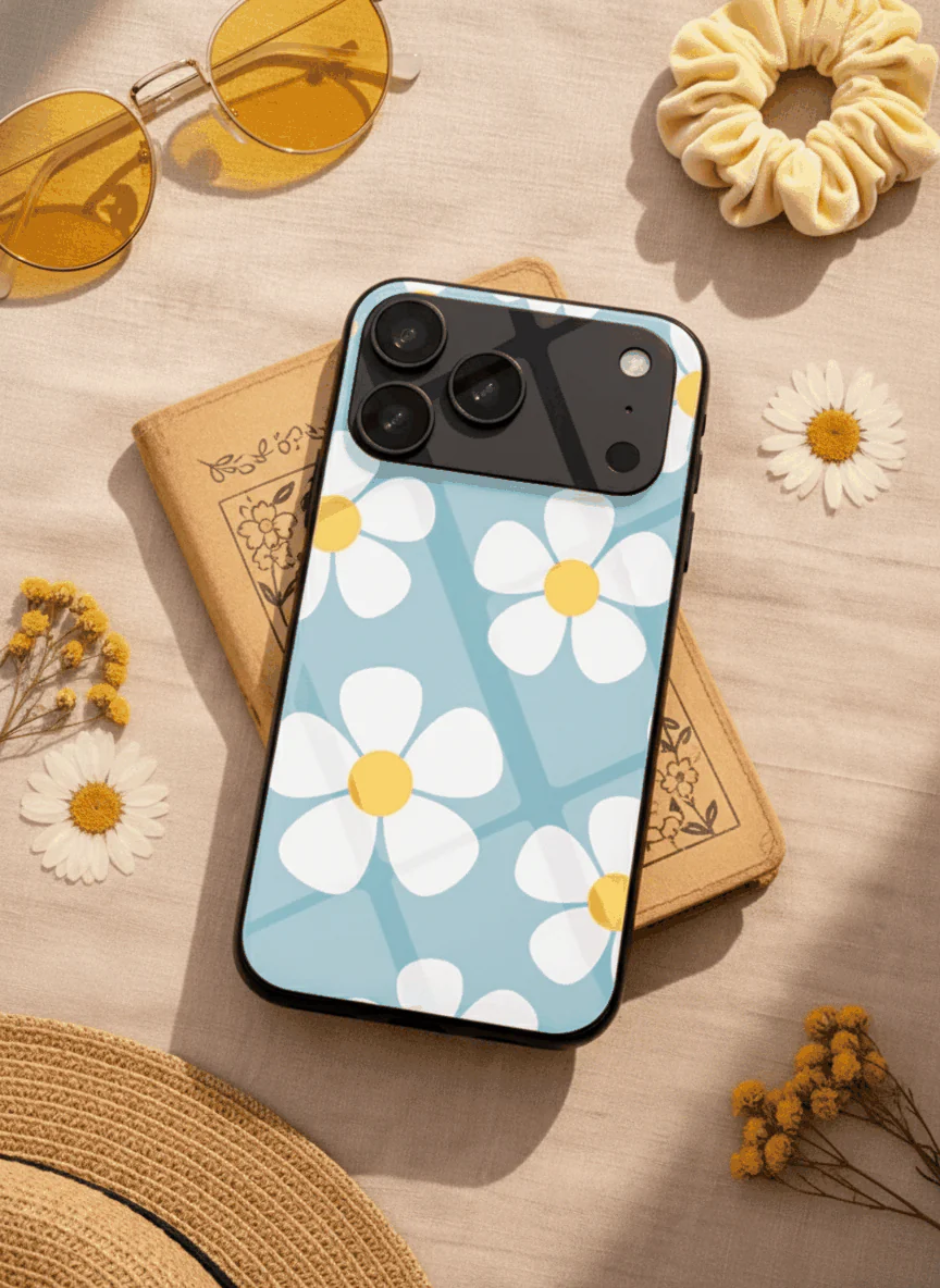 Daisy in Sea Premium Glass Back Cover For iPhone 11-17 Models - Image 3