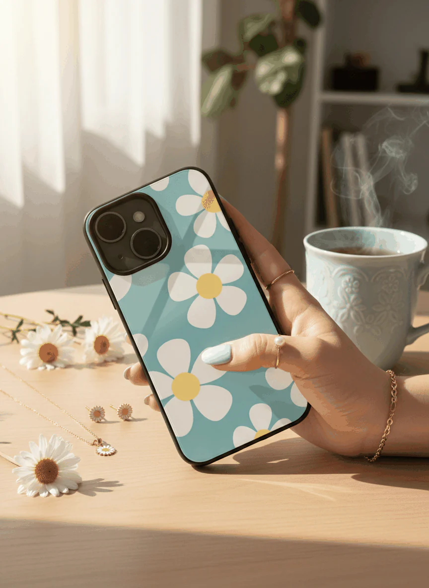 Daisy in Sea Premium Glass Back Cover For iPhone 11-17 Models - Image 4