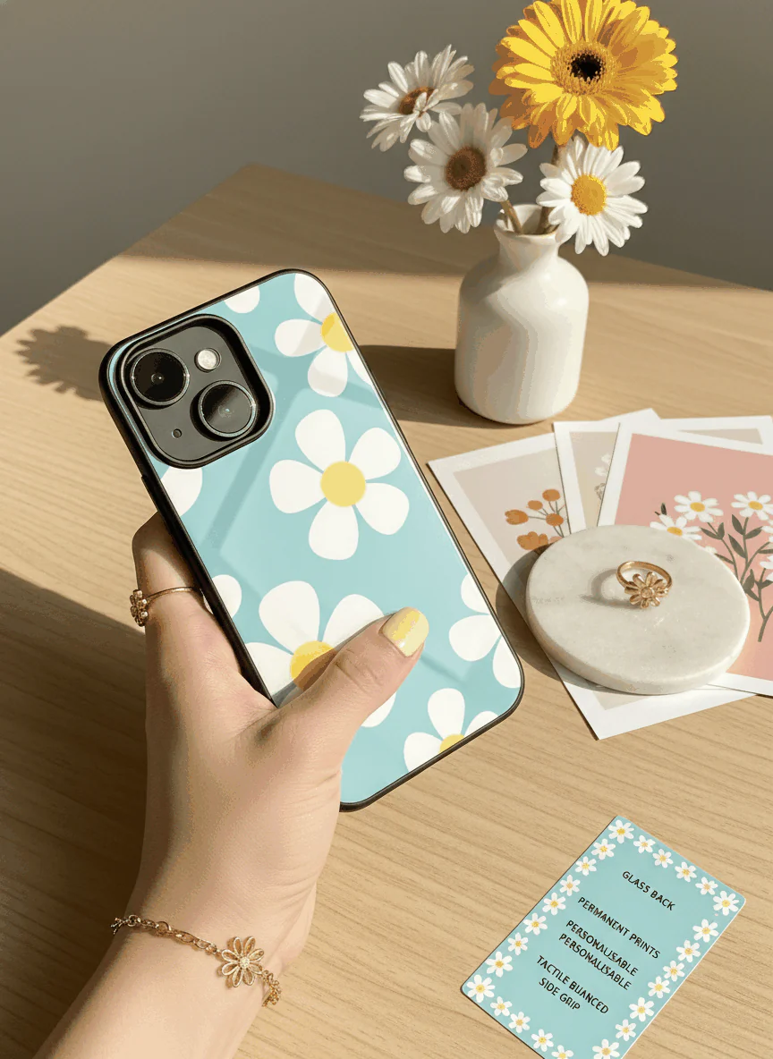 Daisy in Sea Premium Glass Back Cover For iPhone 11-17 Models - Image 7