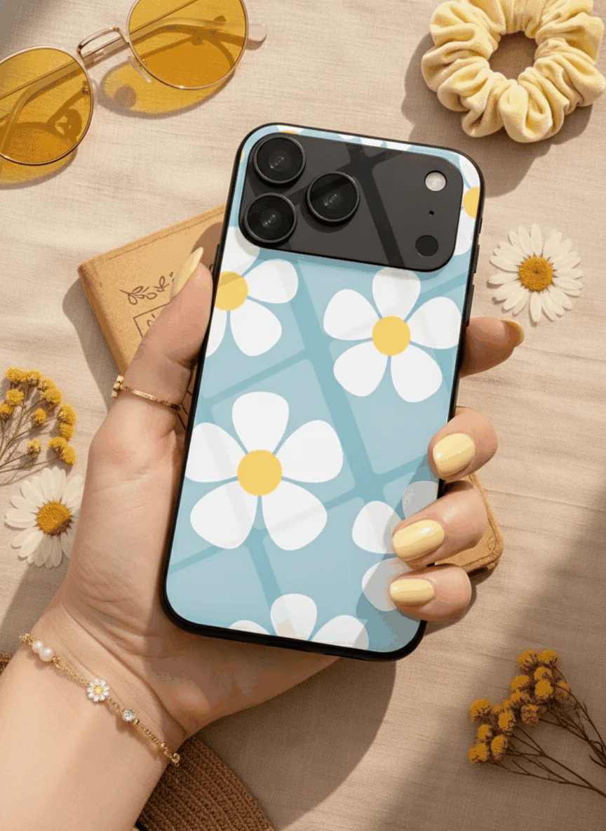 Daisy in Sea Premium Glass Back Cover For iPhone 11-17 Models - Image 9