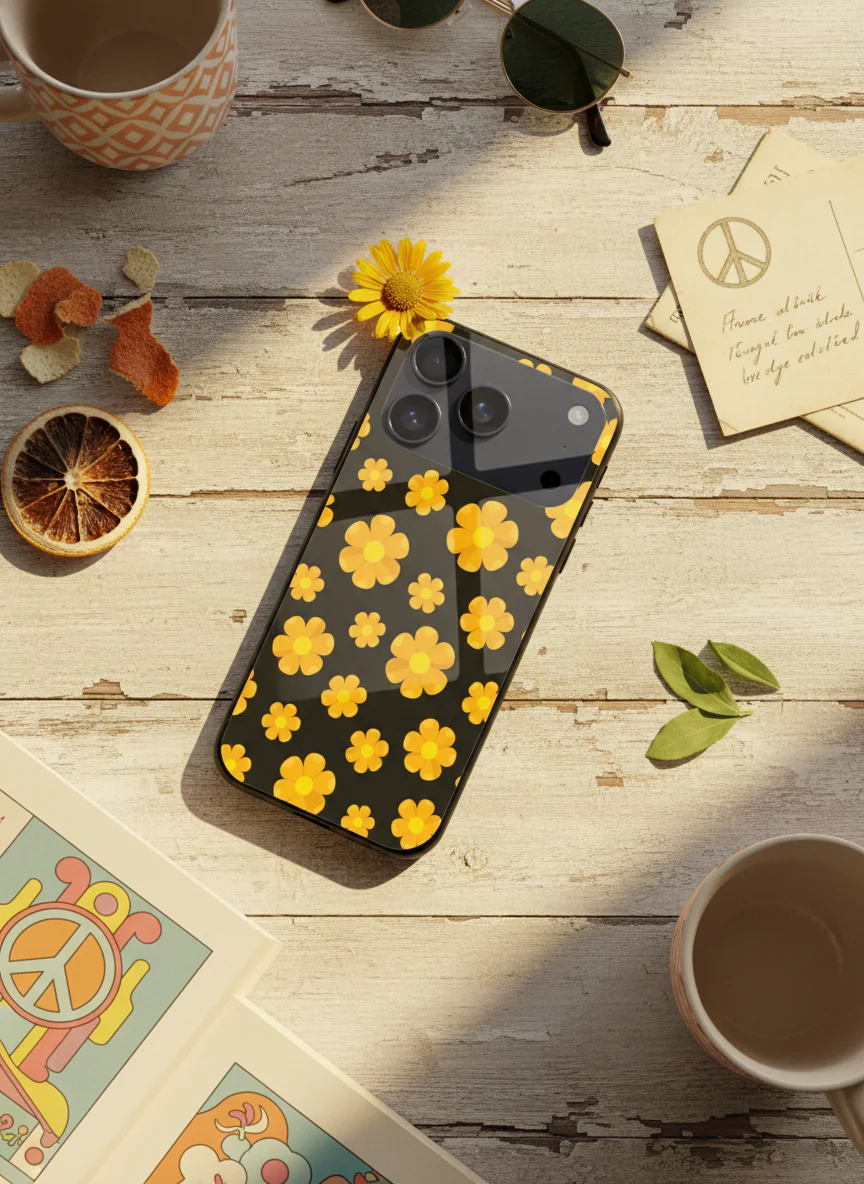Daisy Yellow Premium Glass Back Cover For iPhone 11-17 Models - Image 11