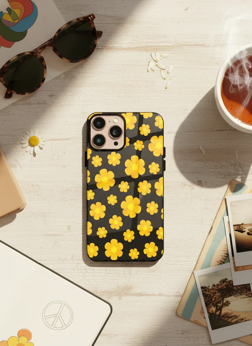 Daisy Yellow Premium Glass Back Cover For iPhone 11-17 Models - Image 8