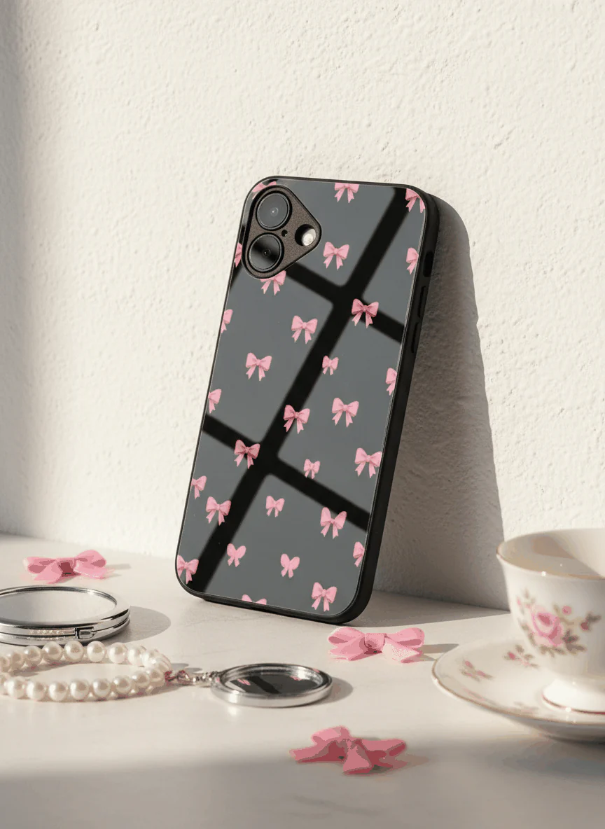 Dark Aesthetic Bows Premium Glass Back Cover For iPhone 11-17 Models - Image 6