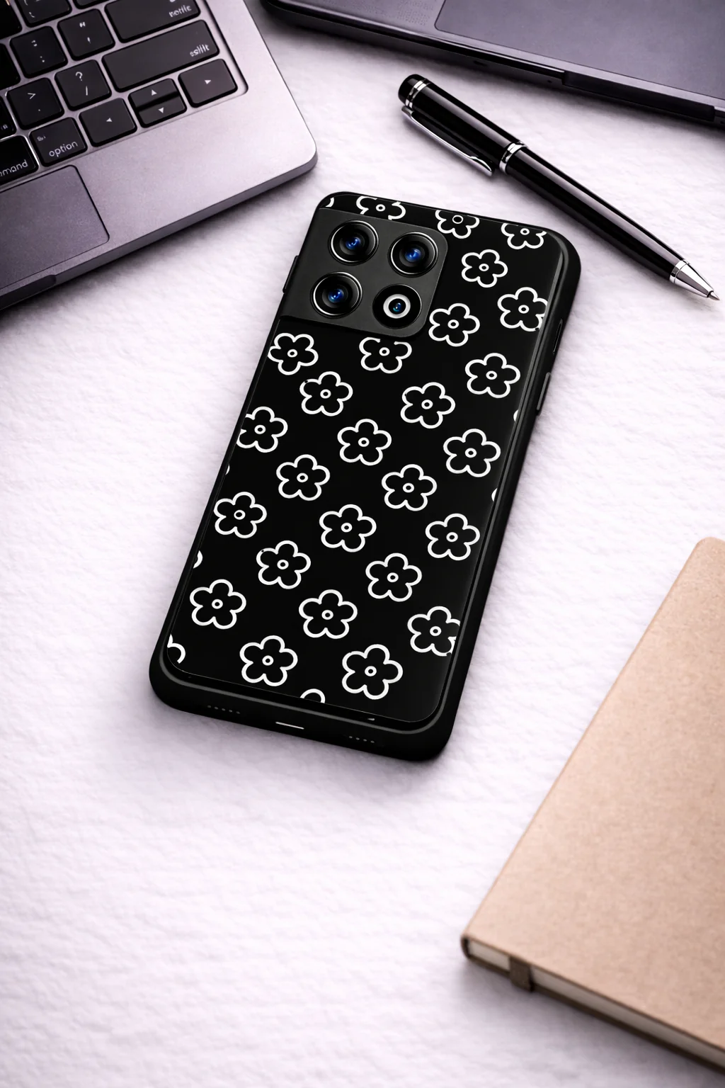 Doodle Flower Premium Glass Back Cover For One Plus 13, 12, 11, 10, Nord Series