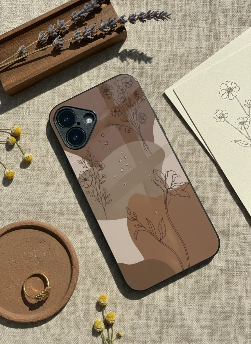 Earthy Petals Premium Glass Back Cover For iPhone 11-17 Models - Image 10