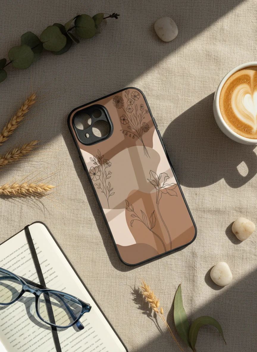 Earthy Petals Premium Glass Back Cover For iPhone 11-17 Models - Image 12