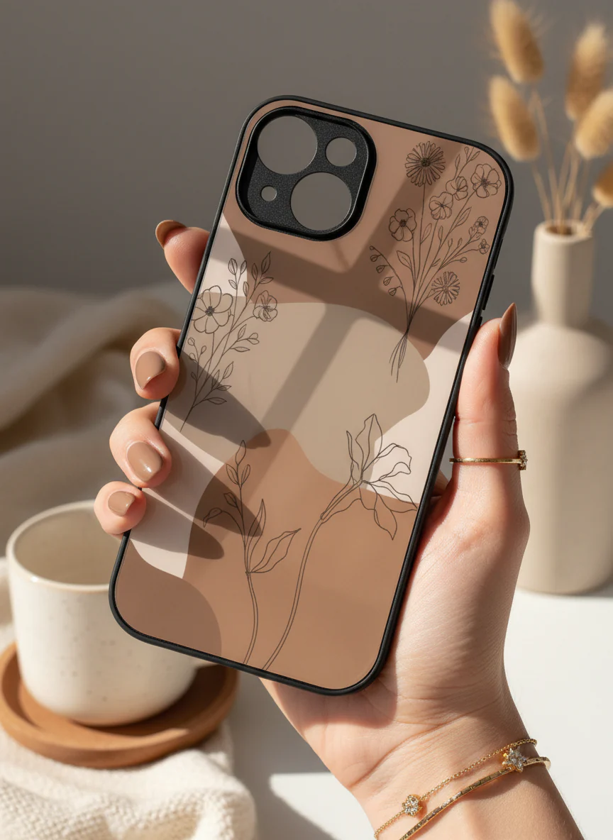 Earthy Petals Premium Glass Back Cover For iPhone 11-17 Models - Image 14