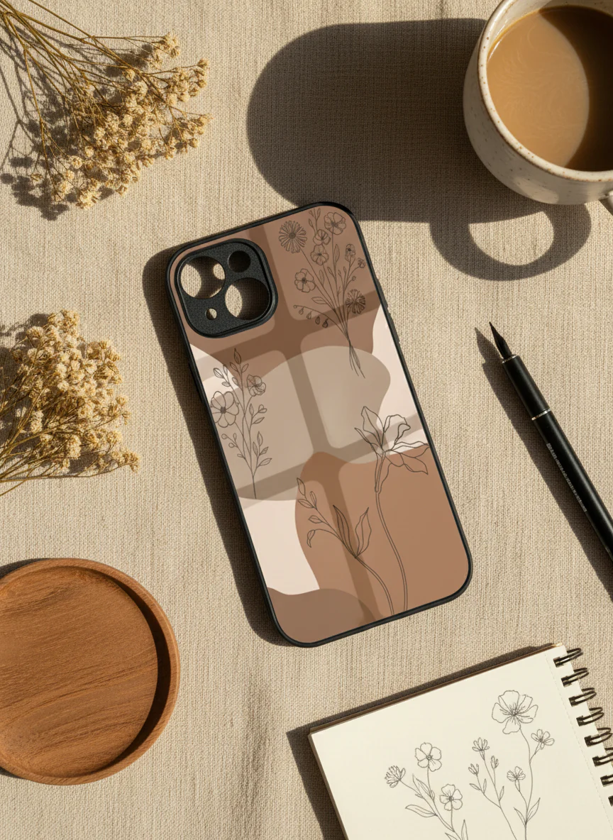 Earthy Petals Premium Glass Back Cover For iPhone 11-17 Models - Image 2