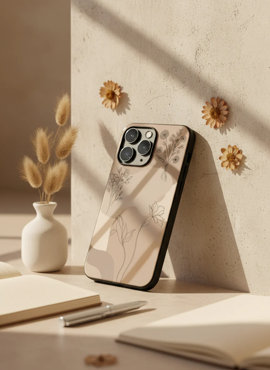 Earthy Petals Premium Glass Back Cover For iPhone 11-17 Models - Image 3