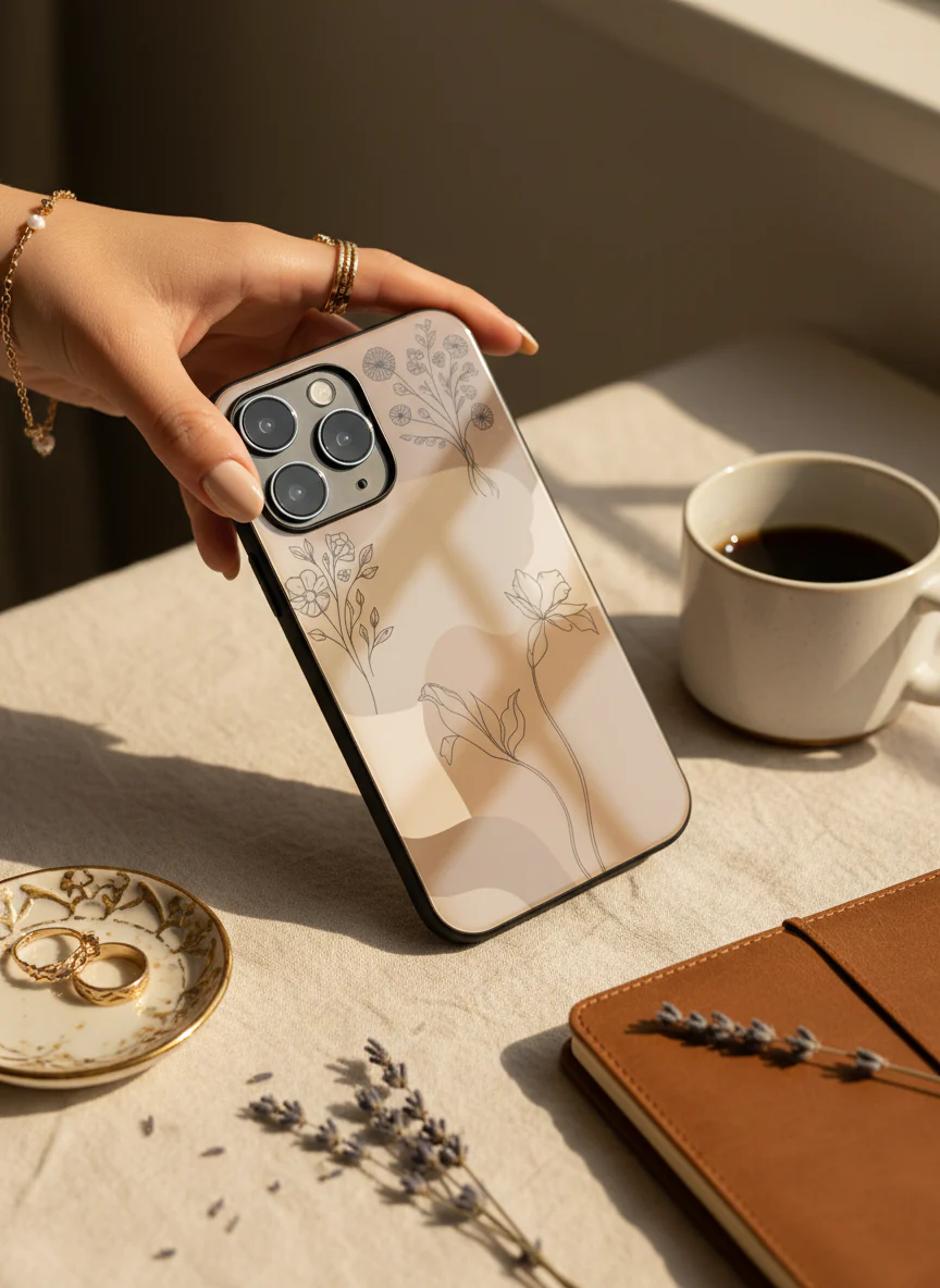 Earthy Petals Premium Glass Back Cover For iPhone 11-17 Models - Image 6