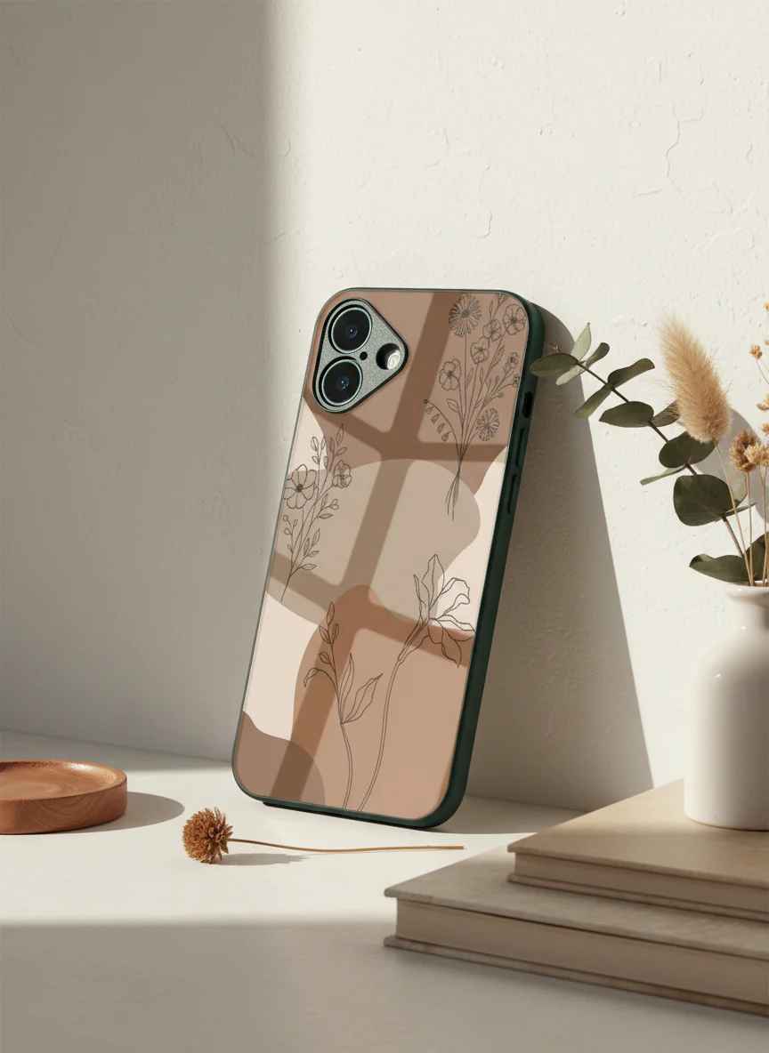 Earthy Petals Premium Glass Back Cover For iPhone 11-17 Models - Image 7