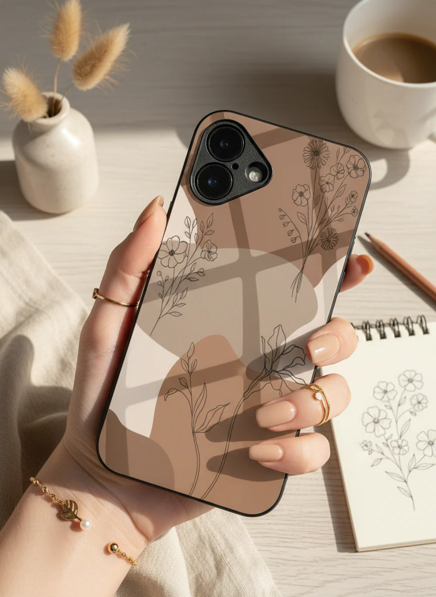 Earthy Petals Premium Glass Back Cover For iPhone 11-17 Models - Image 8