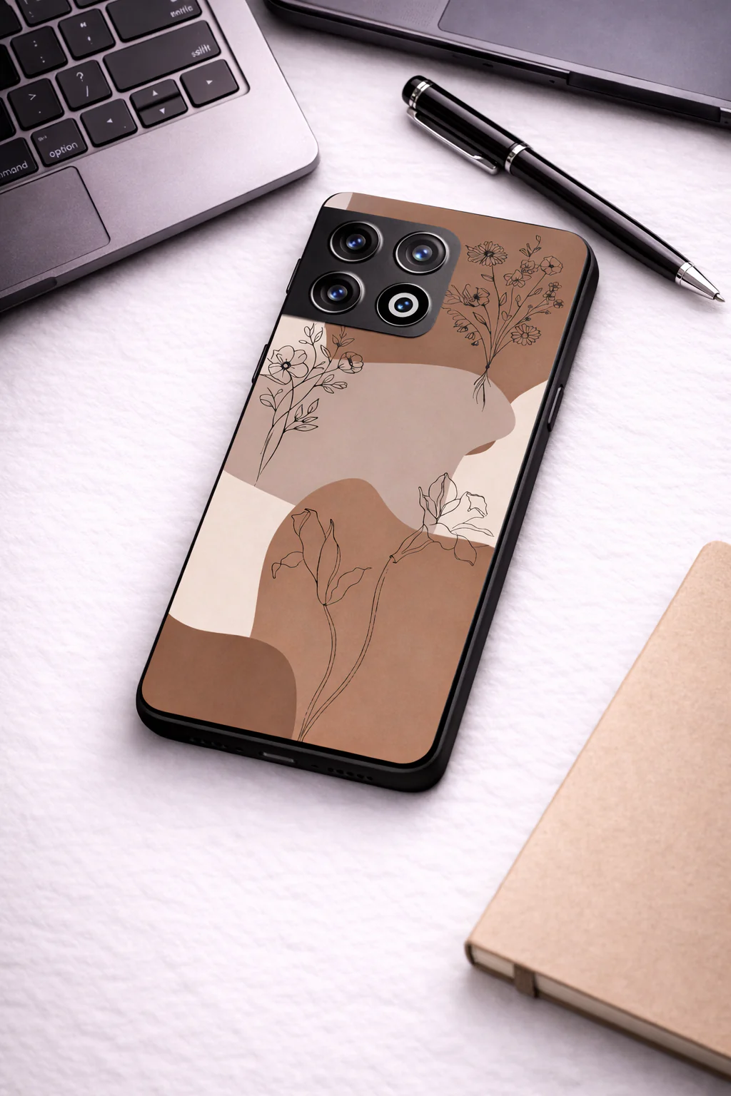 Earthy Petals Premium Glass Back Cover For One Plus 13, 12, 11, 10, Nord Series - Image 4