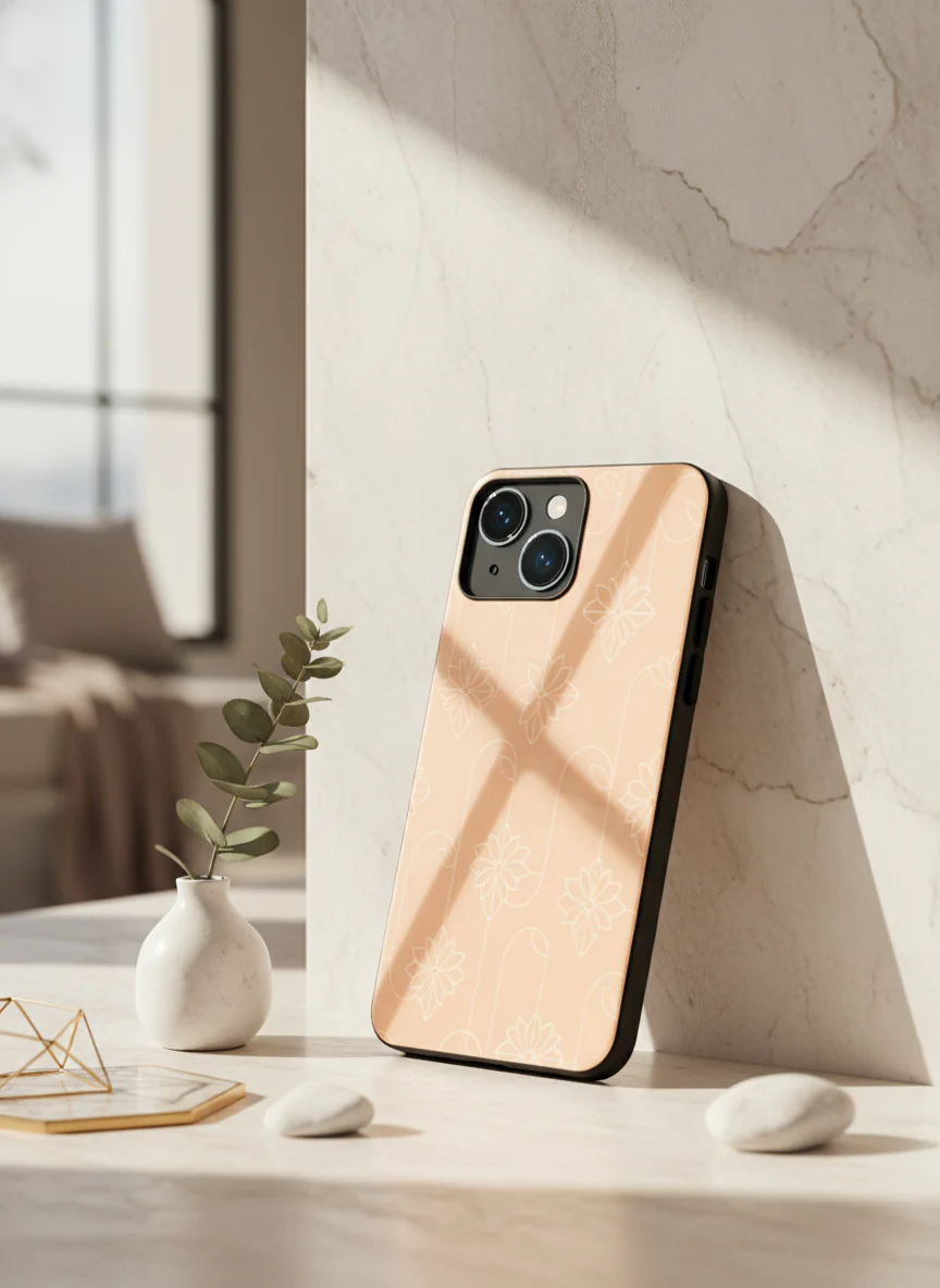Floral Minimal Line Pattern Premium Glass Back Cover For iPhone 11-17 Models - Image 12