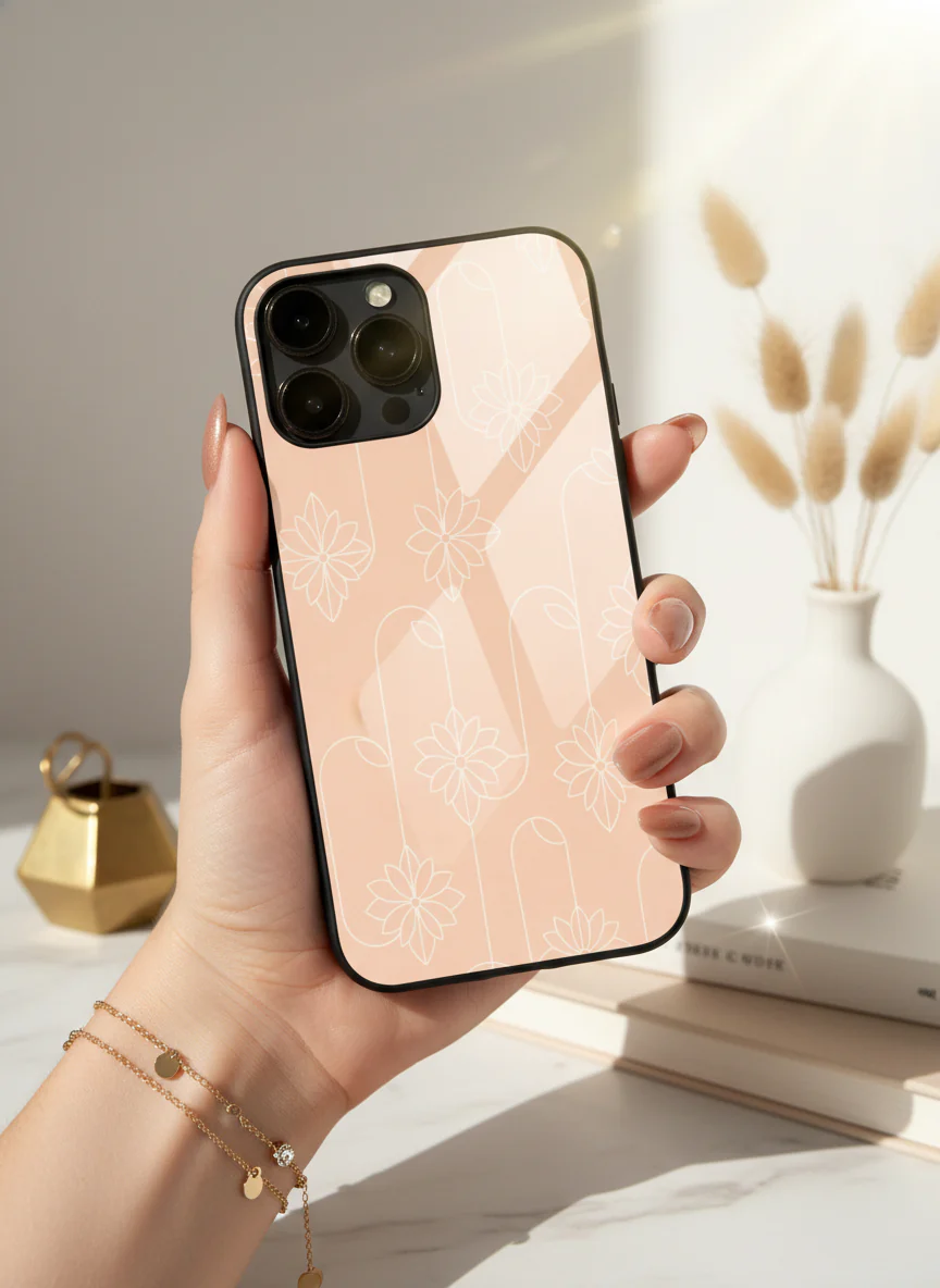 Floral Minimal Line Pattern Premium Glass Back Cover For iPhone 11-17 Models - Image 13