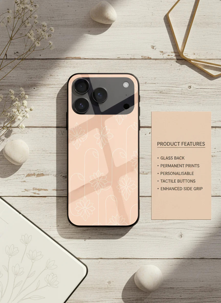 Floral Minimal Line Pattern Premium Glass Back Cover For iPhone 11-17 Models - Image 14