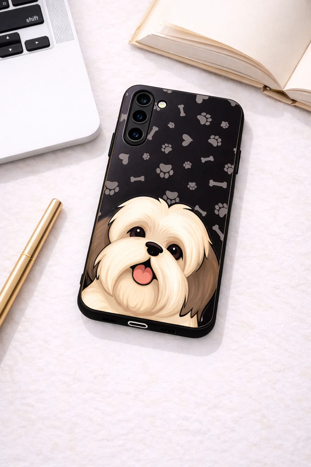 Fluffy Love Premium Glass Back Cover For Galaxy S, A, M & F Series