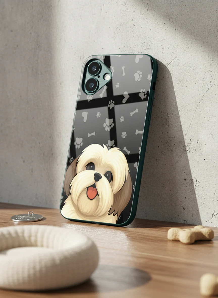 Fluffy Love Premium Glass Back Cover For iPhone 11-17 Models - Image 2