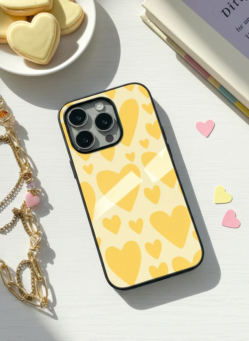 Golden Glow Premium Glass Back Cover For iPhone 11-17 Models - Image 2