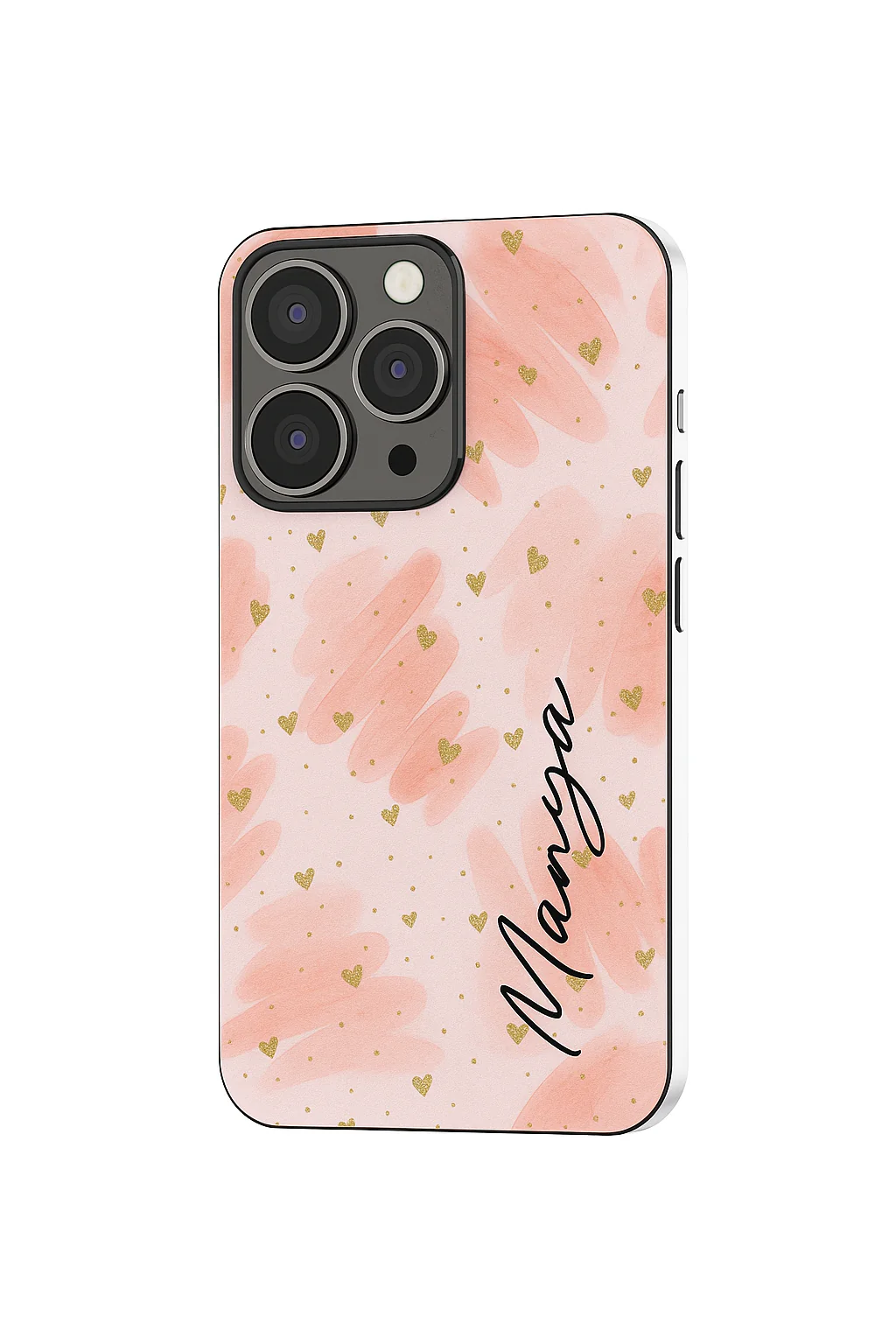 Golden Hearts Personalised Name Premium Glass Back Cover For iPhone 11-17 Models - Image 12
