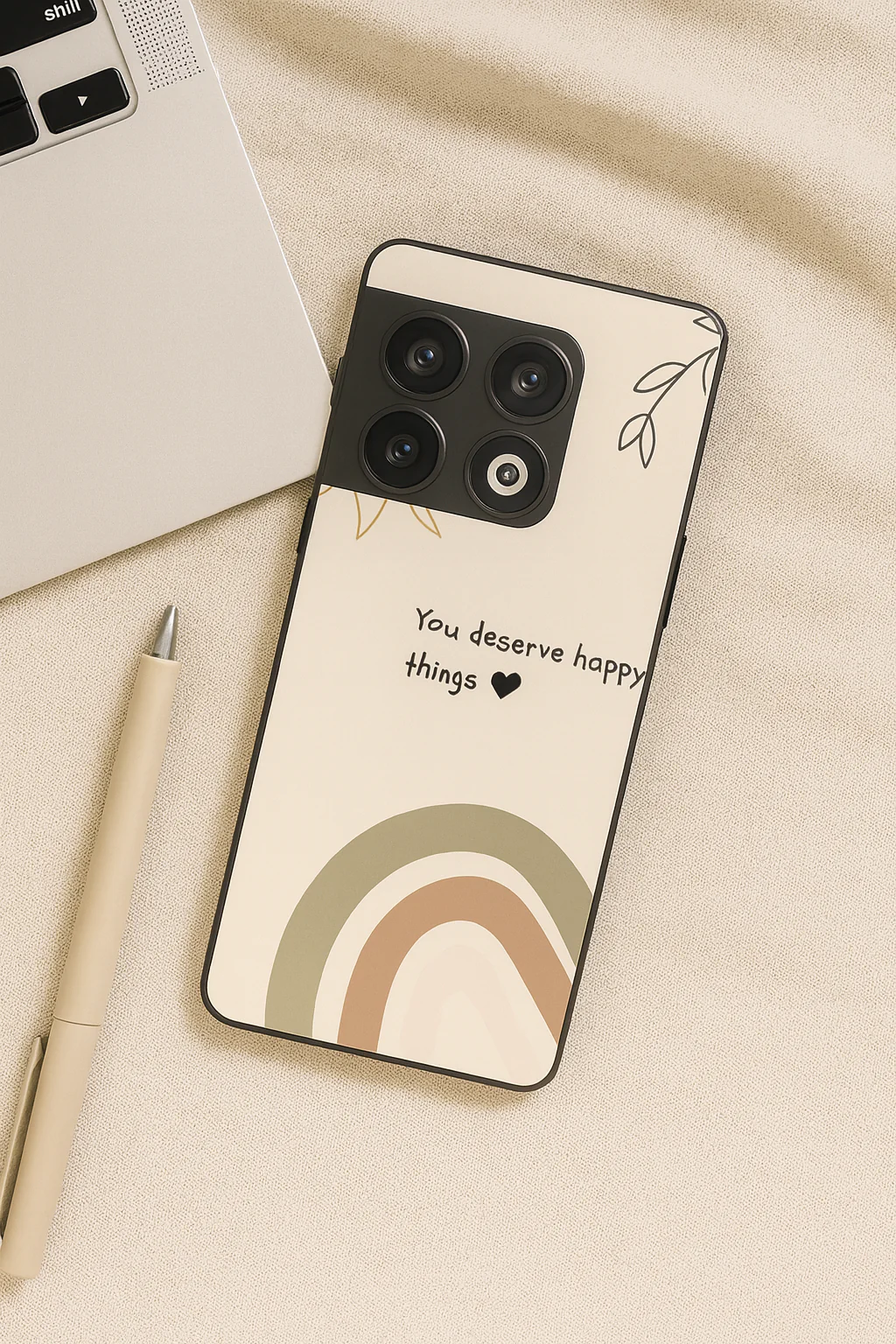 Happy Things Glass Back Cover For One Plus 13, 12, 11, 10, Nord Series