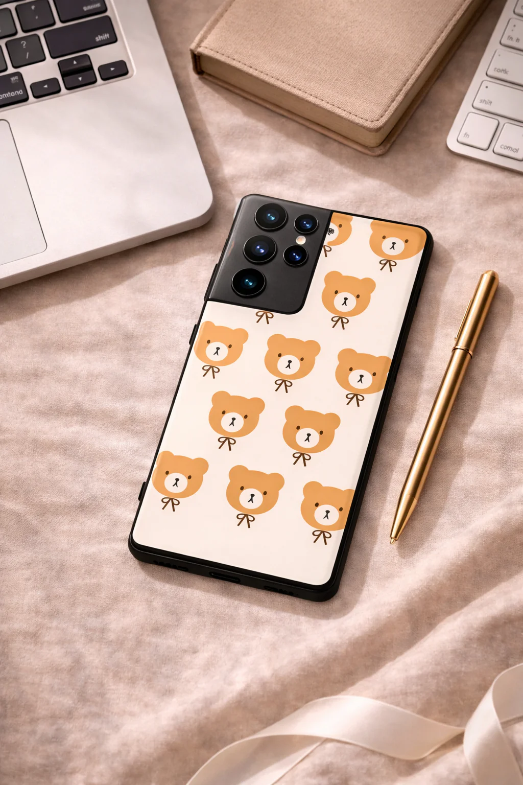 Hello Teddy Premium Glass Back Cover For Galaxy S, A, M & F Series