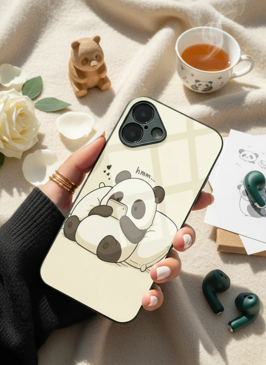 Hmm Panda Premium Glass Back Cover For iPhone 11-17 Models - Image 13