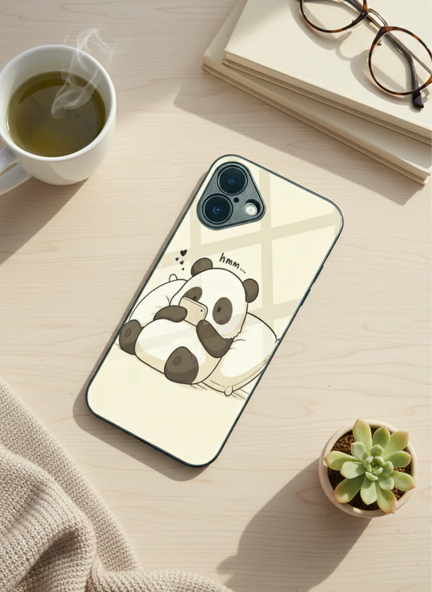 Hmm Panda Premium Glass Back Cover For iPhone 11-17 Models - Image 15
