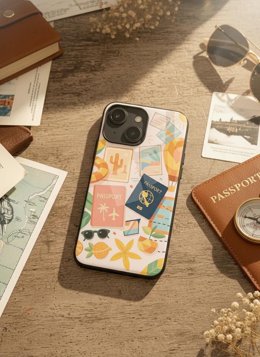 I Love Travelling  Premium Glass Back Cover For iPhone 11-17 Models - Image 2