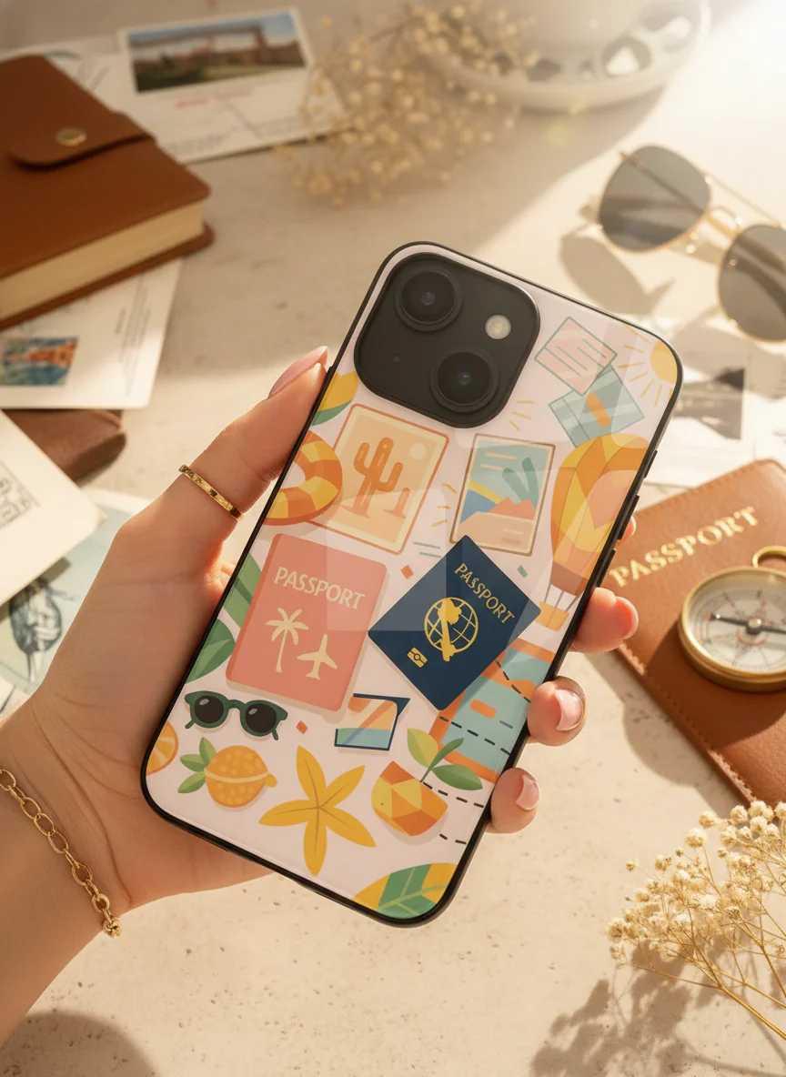 I Love Travelling  Premium Glass Back Cover For iPhone 11-17 Models - Image 5