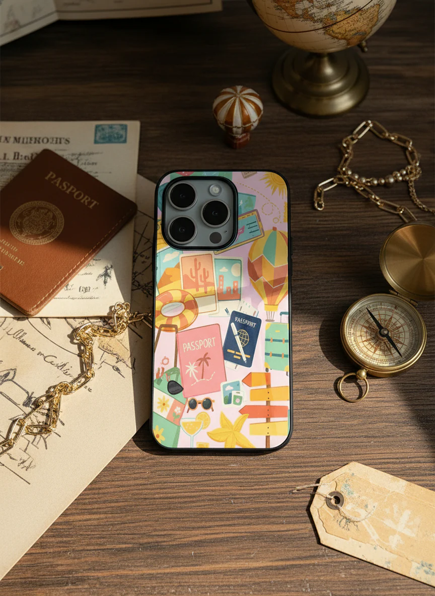 I Love Travelling  Premium Glass Back Cover For iPhone 11-17 Models - Image 6
