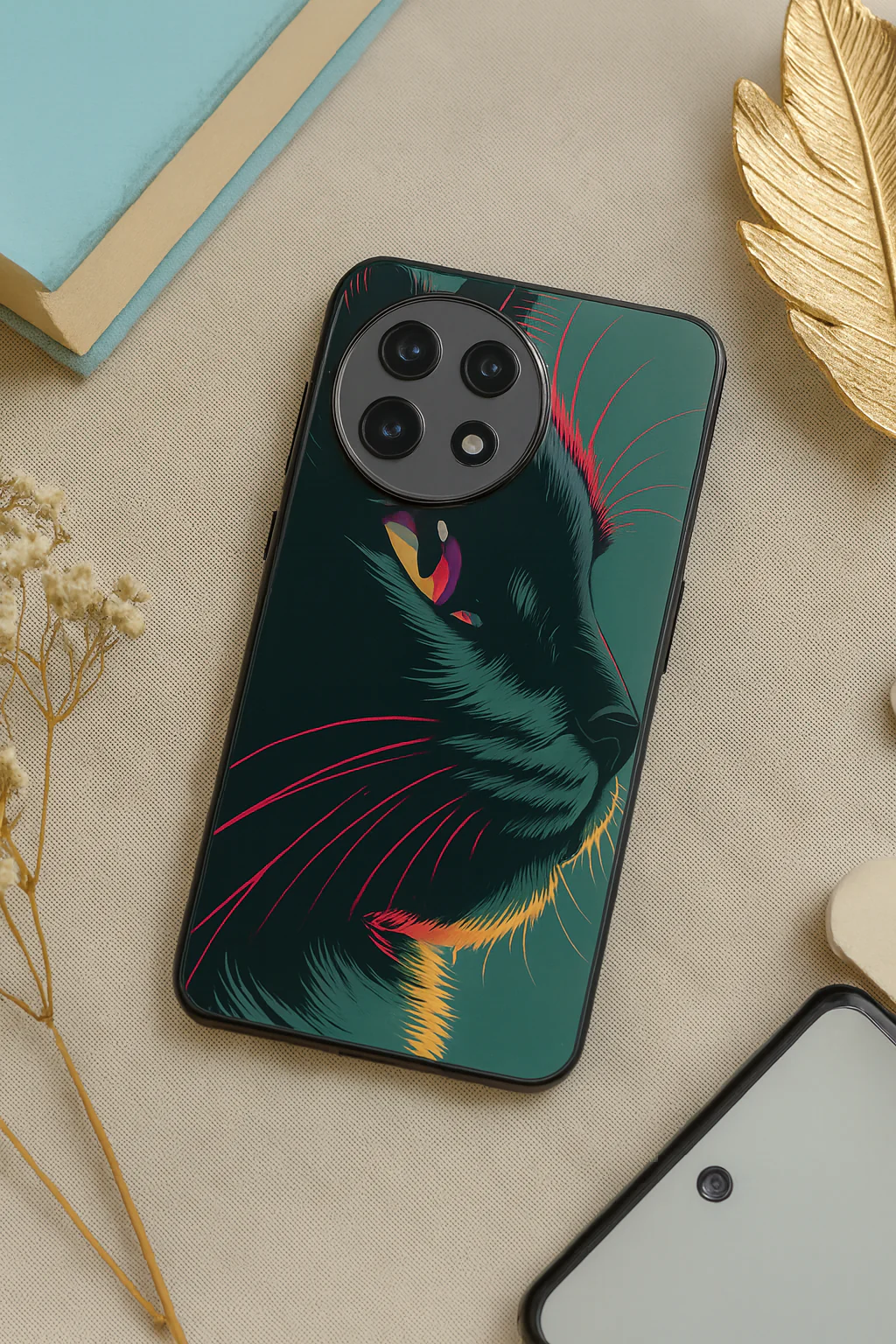 Kitty Abstract Premium Glass Back Cover For One Plus 13, 12, 11, 10, Nord Series - Image 4