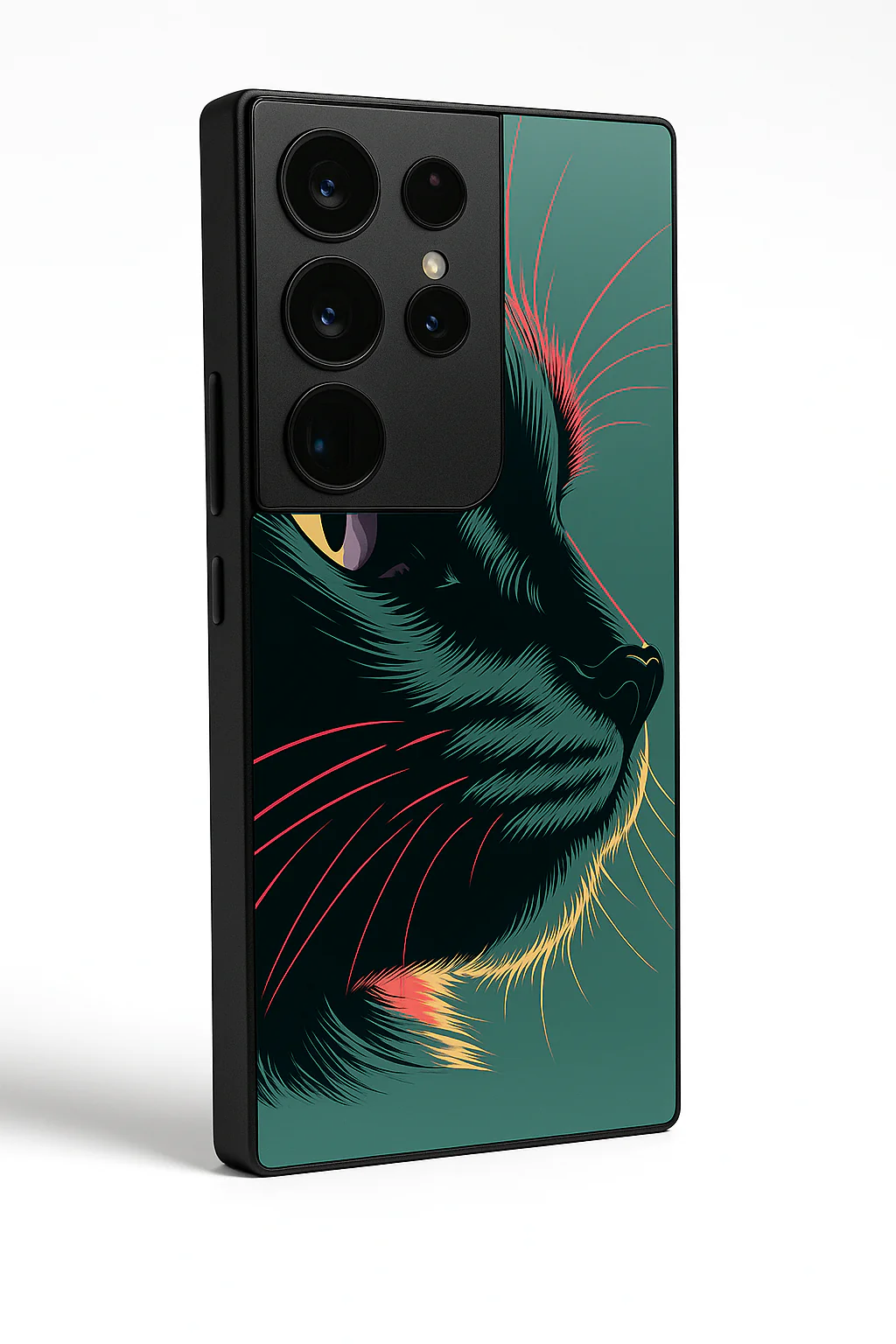 Kitty Abstract Premium Glass Back Cover For Galaxy S, A, M & F Series