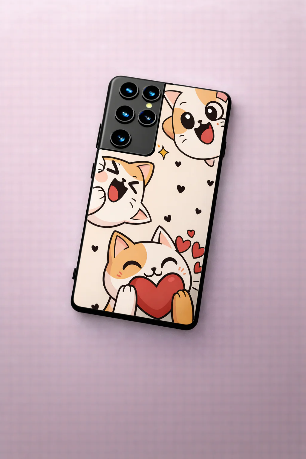 Kitty Love Premium Glass Back Cover For Galaxy S, A, M & F Series - Image 2