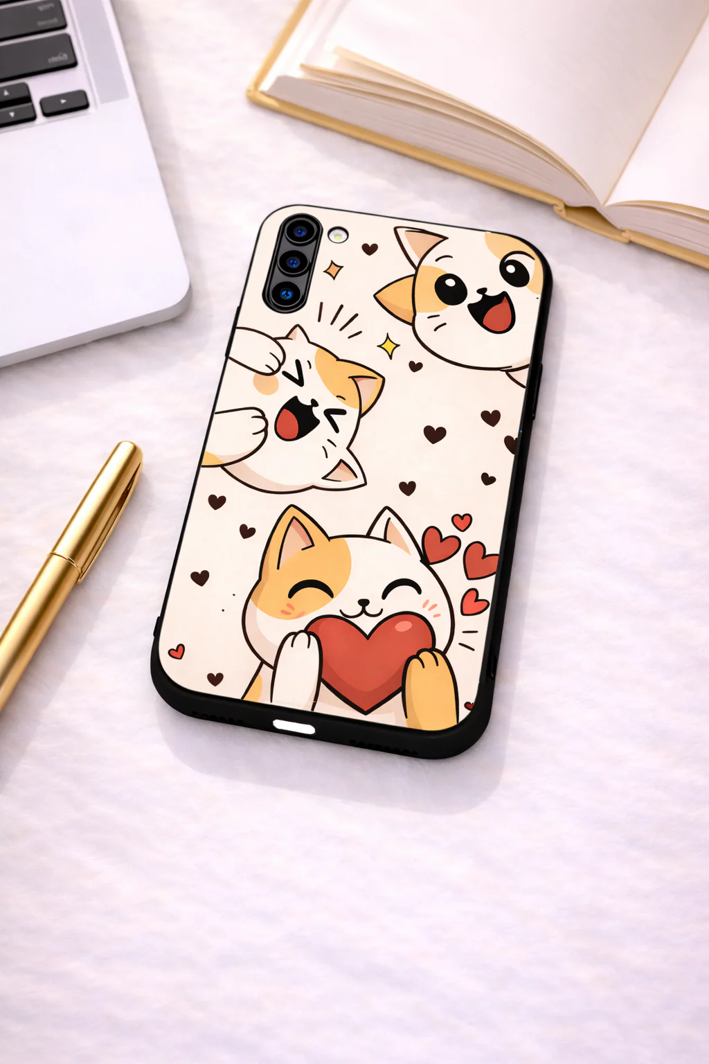 Kitty Love Premium Glass Back Cover For Galaxy S, A, M & F Series - Image 5