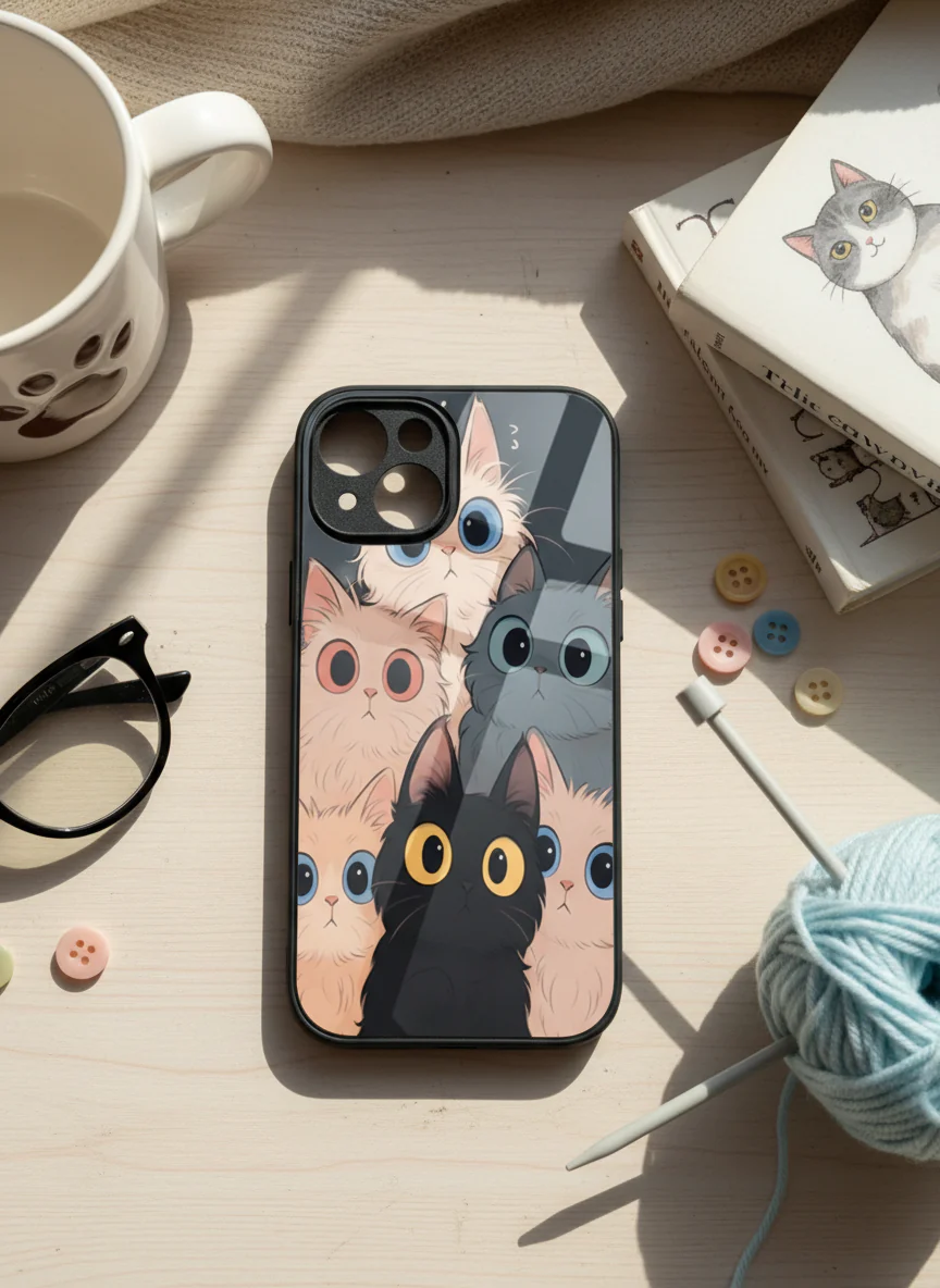 Kitty Mania  Premium Glass Back Cover For iPhone 11-17 Models - Image 11