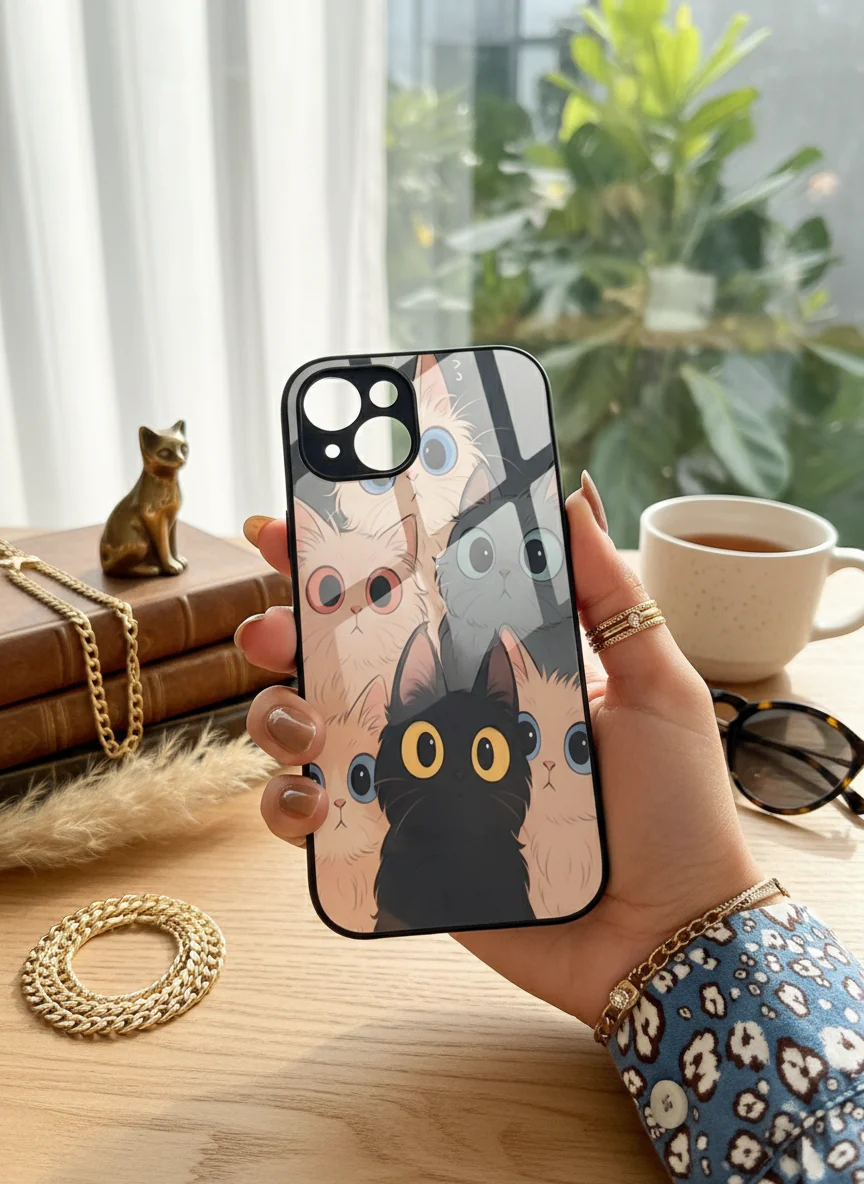 Kitty Mania  Premium Glass Back Cover For iPhone 11-17 Models - Image 12