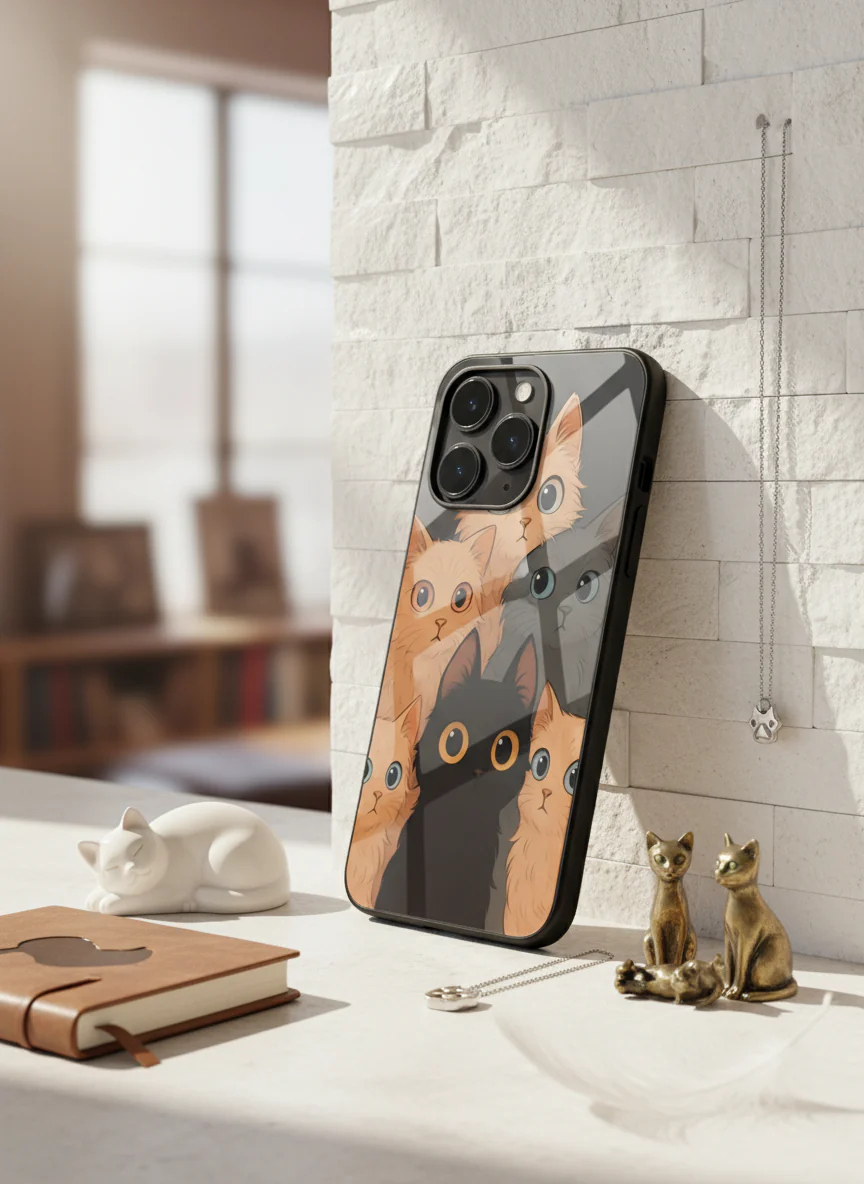 Kitty Mania  Premium Glass Back Cover For iPhone 11-17 Models - Image 3