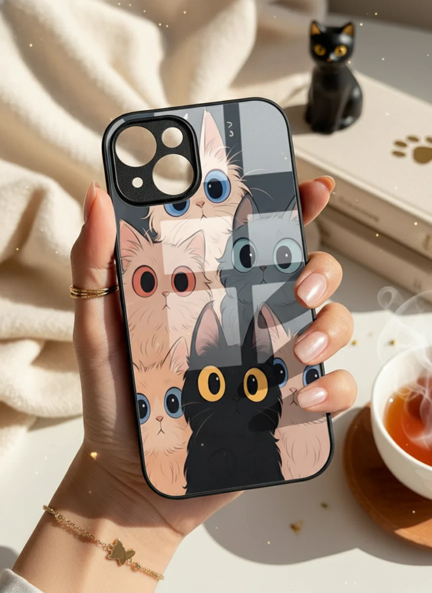 Kitty Mania  Premium Glass Back Cover For iPhone 11-17 Models - Image 6