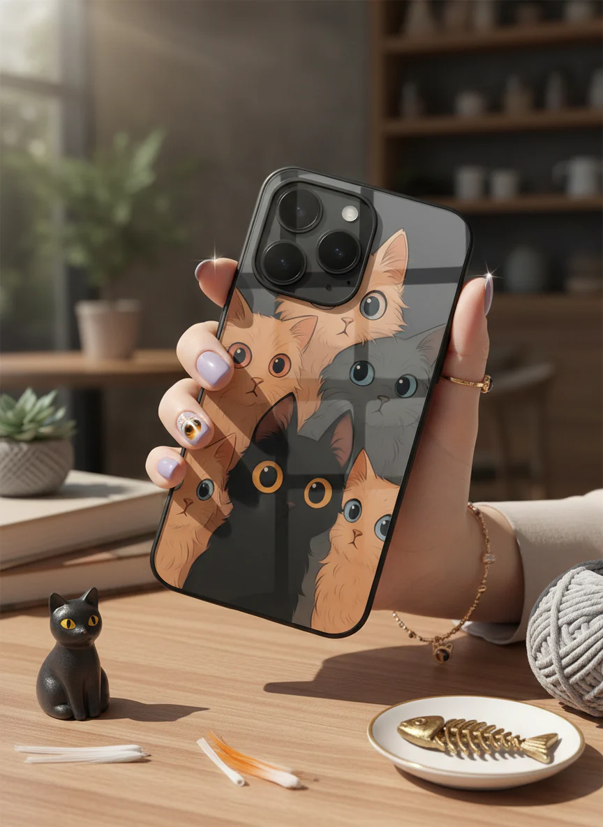 Kitty Mania  Premium Glass Back Cover For iPhone 11-17 Models - Image 8