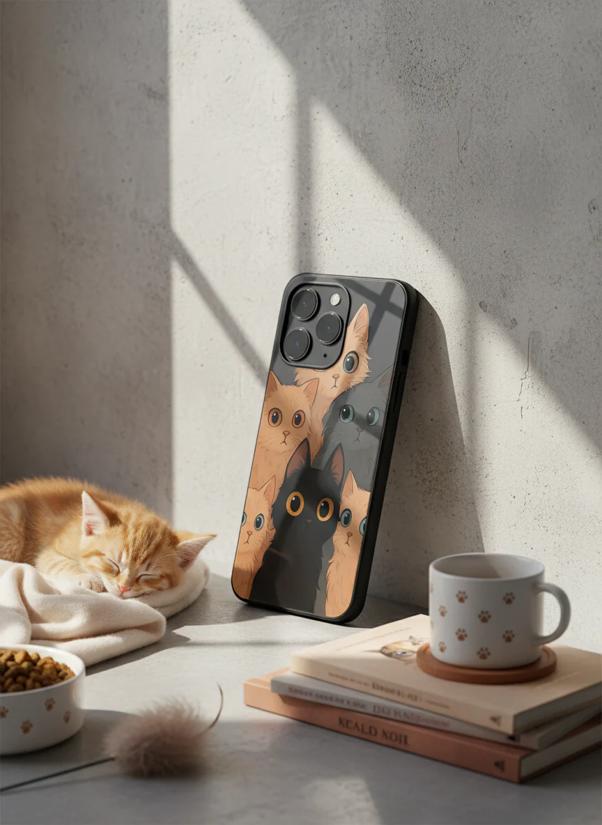 Kitty Mania  Premium Glass Back Cover For iPhone 11-17 Models - Image 9