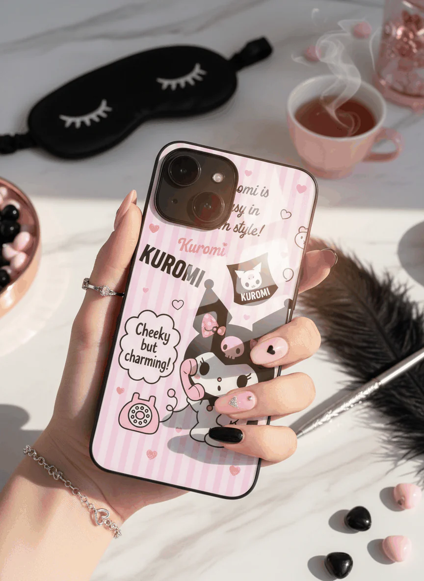 Kuromi Cat Premium Glass Back Cover For iPhone 11-17 Models - Image 7