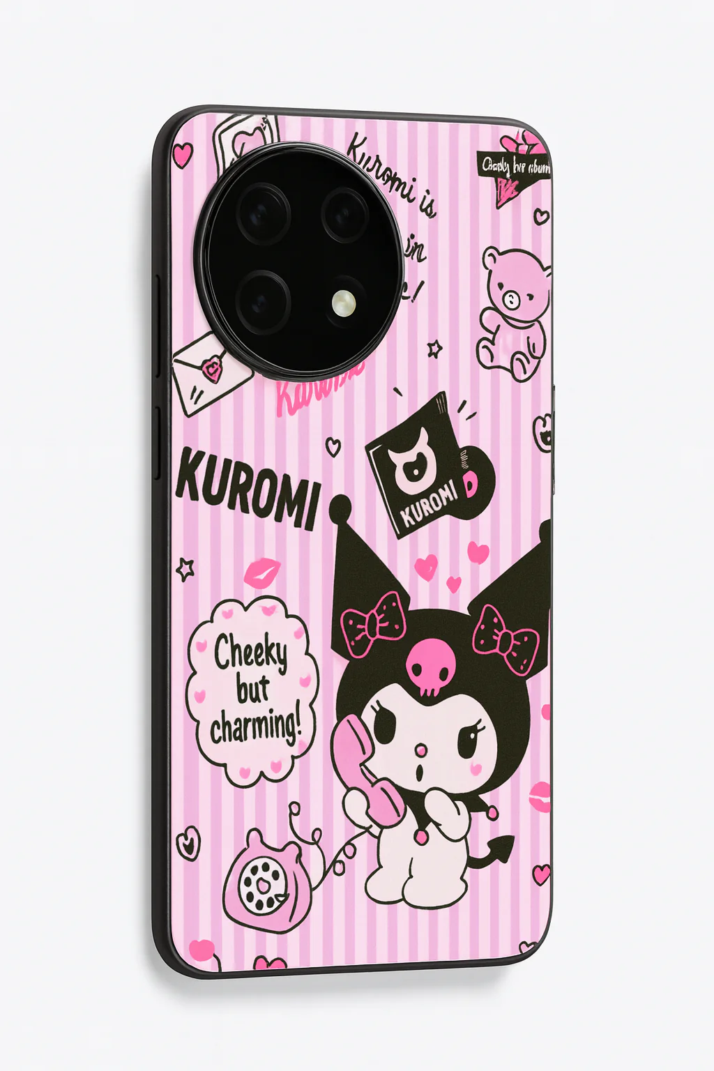 Kuromi Cat Glass Back Cover For One Plus 13, 12, 11, 10, Nord Series - Image 3
