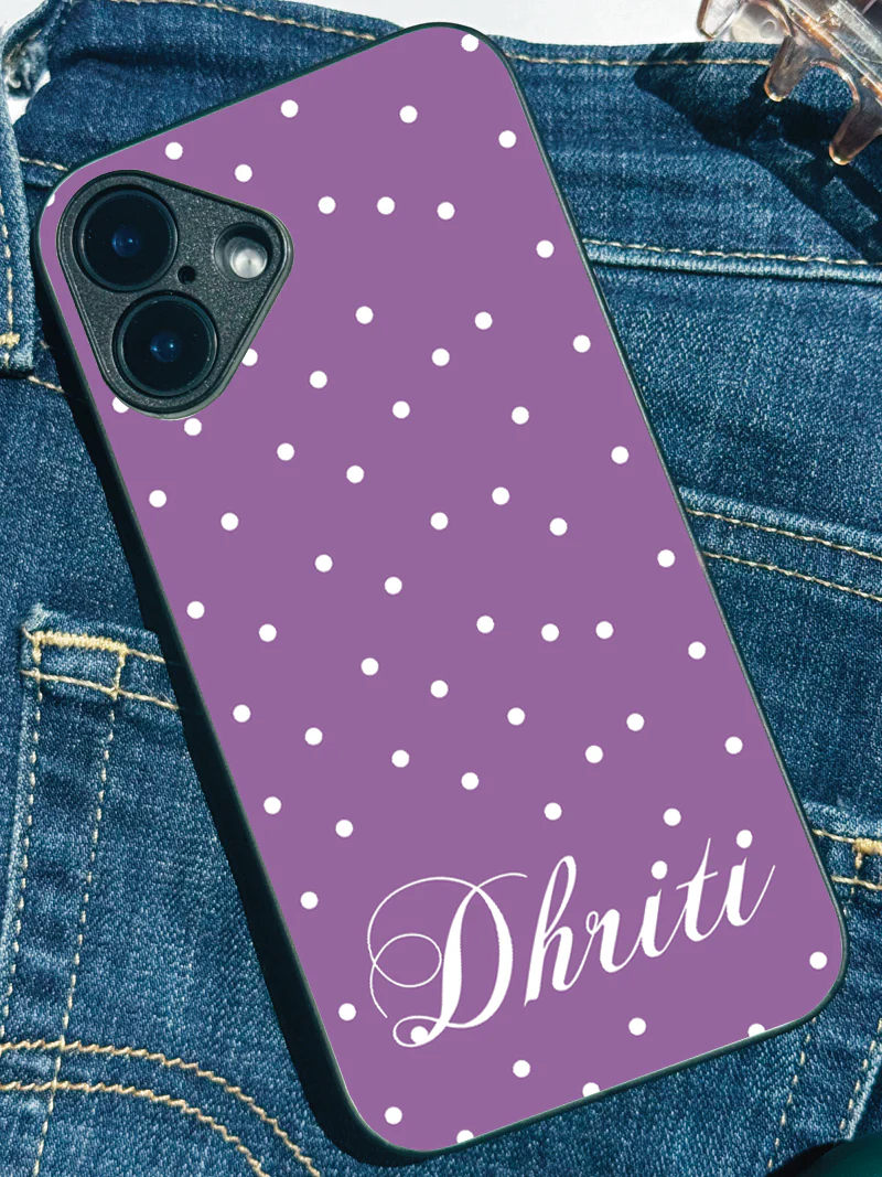 Lavender Dots Personalised Name Premium Glass Back Cover For iPhone 11-17 Models - Image 5