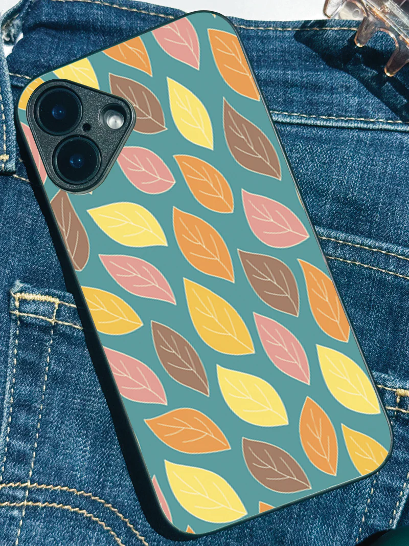 Leaf Pattern Premium Glass Back Cover For iPhone 11-17 Models - Image 6