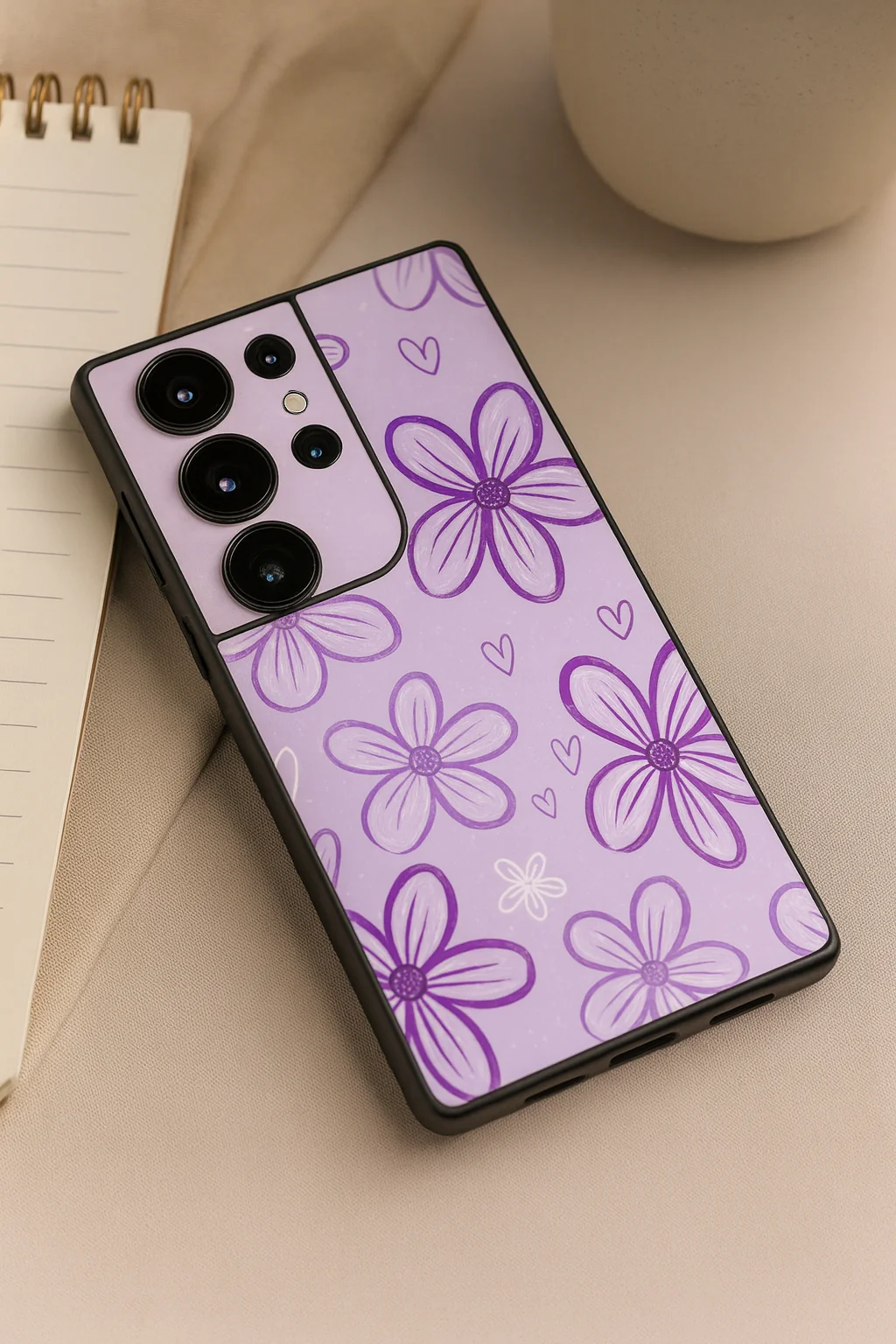 Lilac Bloom Premium Glass Back Cover For Galaxy S, A, M & F Series