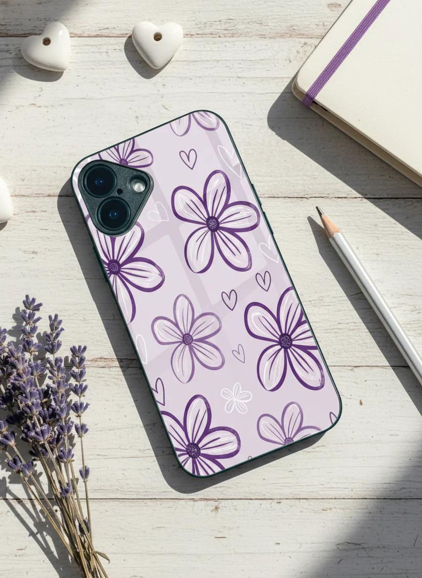 Lilac Bloom Premium Glass Back Cover For iPhone 11-17 Models - Image 10