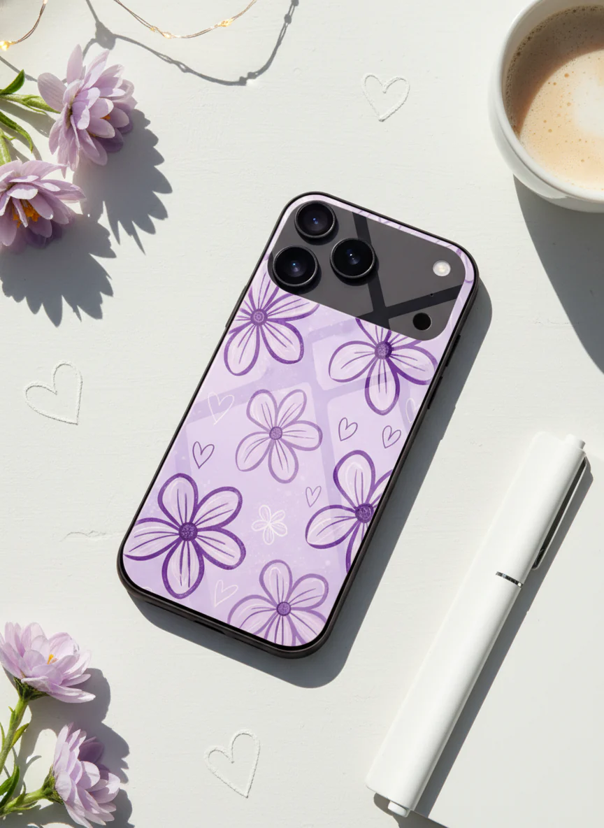 Lilac Bloom Premium Glass Back Cover For iPhone 11-17 Models - Image 5